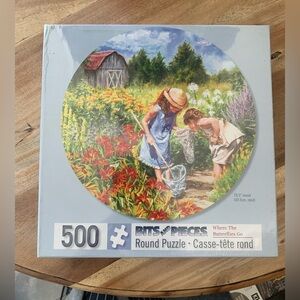 NEW Sealed Round Puzzle Where the Butterflies Go by Carla D’aguanno 500 Pieces